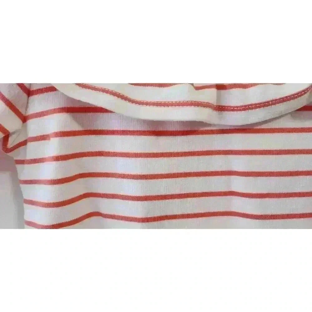 Janie and Jack Girl's 8 Coral and White Striped Ruffled Parisian Estate Dress